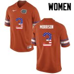 Women's Florida Gators #3 Antonio Morrison NCAA Nike Orange USA Flag Fashion Authentic Stitched College Football Jersey SBF5762CL